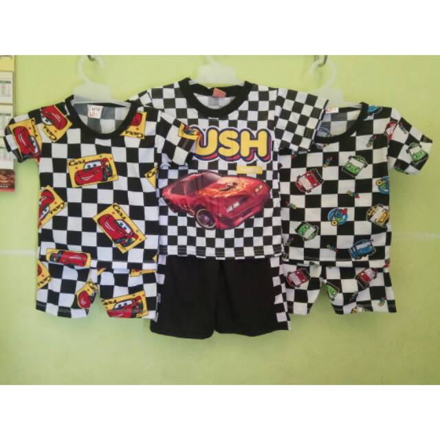 Setelan motif catur anak laki-laki/baju motif catur