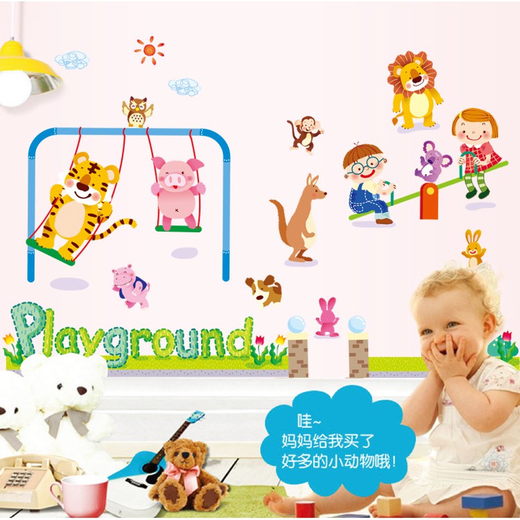 RELIZA WALL STICKER PLAYGROUD AYUNAN ANAK HEWAN AY892 STIKER DINDING