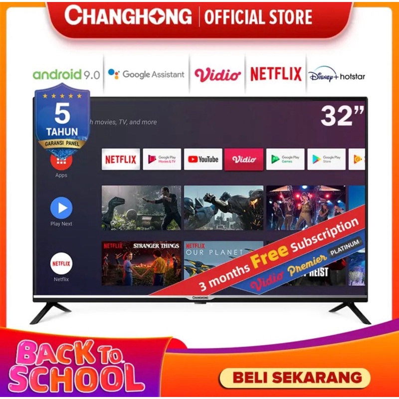 CHANGHONG ANDROID SMART TV 32 INCH, ANDROID 9