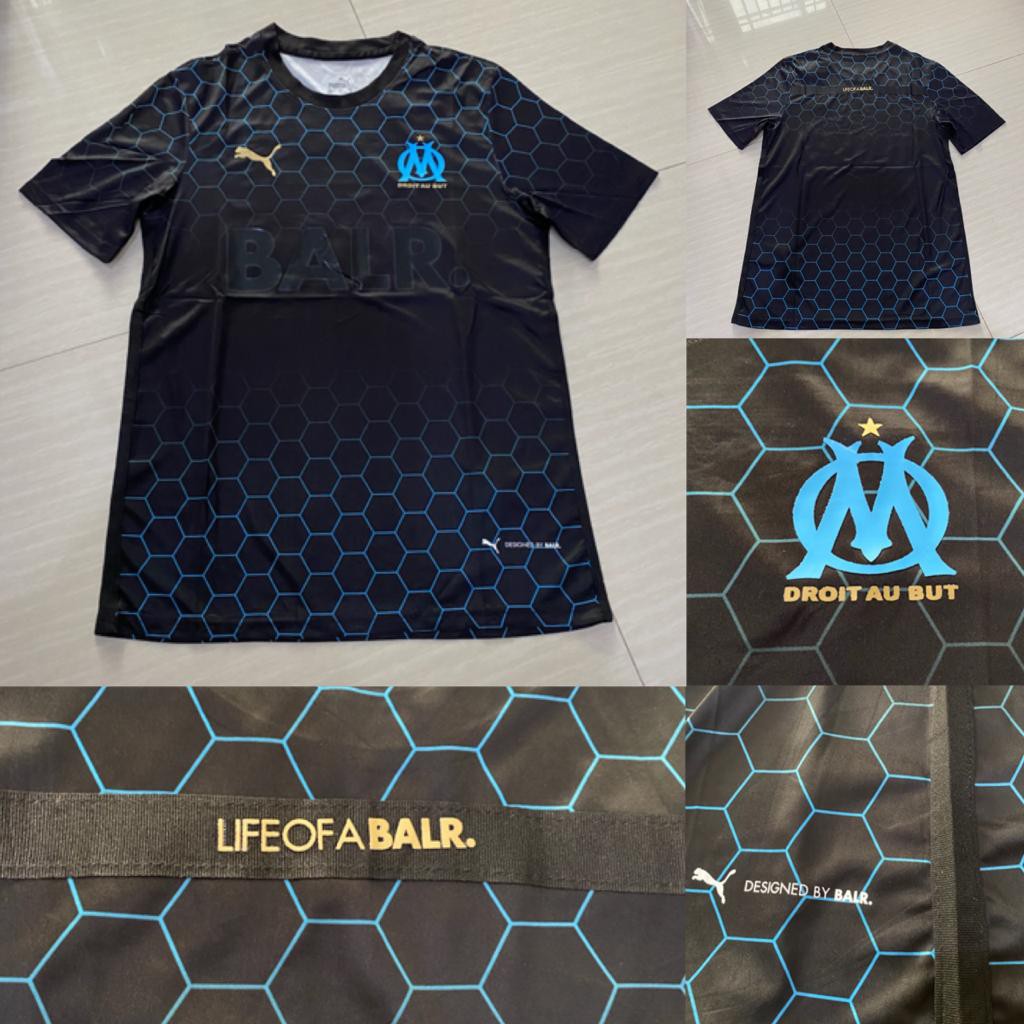 Jersey Olympique Marseille x BALR Special Edition 2020/2021 HITAM grade ori official