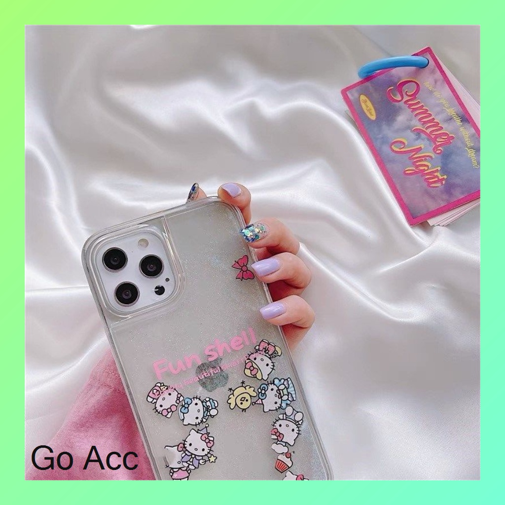 Glitter case softcase Hello Kitty Air HK Iphone 7 8 7+ 8+ X Xr Xs Max 11 Pro 12 Pro Max Fh25