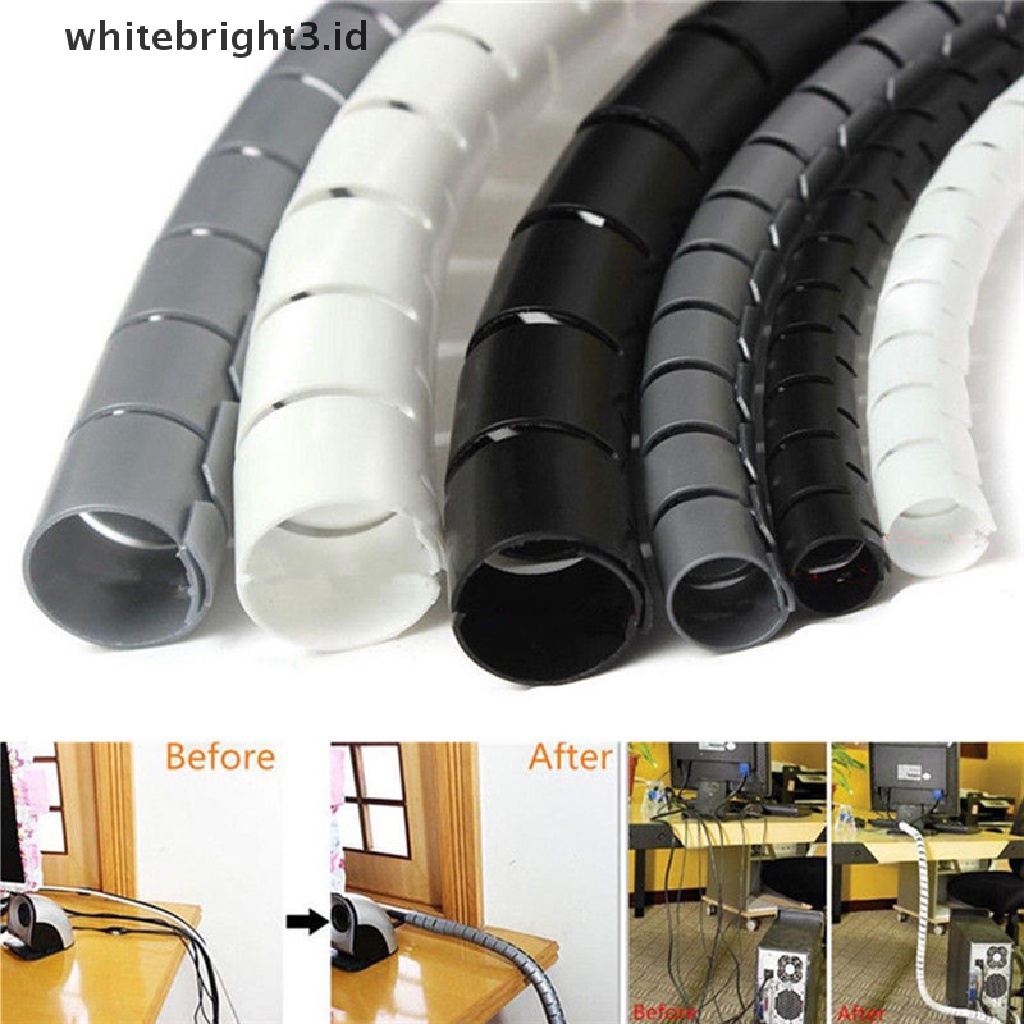 (whitebright3.id) Alat Penggulung Kabel Spiral Panjang 1m / 10 / 25mm Flexible Pelindung Kabel Fleksibel Bentuk Spiral Dapat Digunakan Kembali