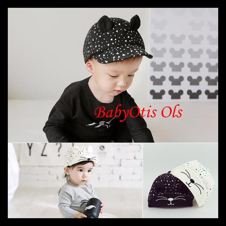 Topi Anak Topi Bayi Topi Lucu Cute Cat Hat - Hitam Termurah