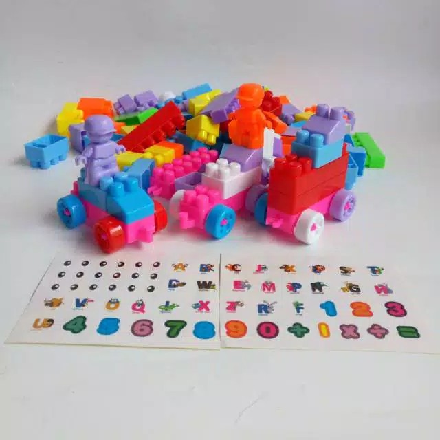 Mainan Anak Balok Susun Block Bongkar Pasang Balok Bricks Tas Isi 102 pcs -  A014