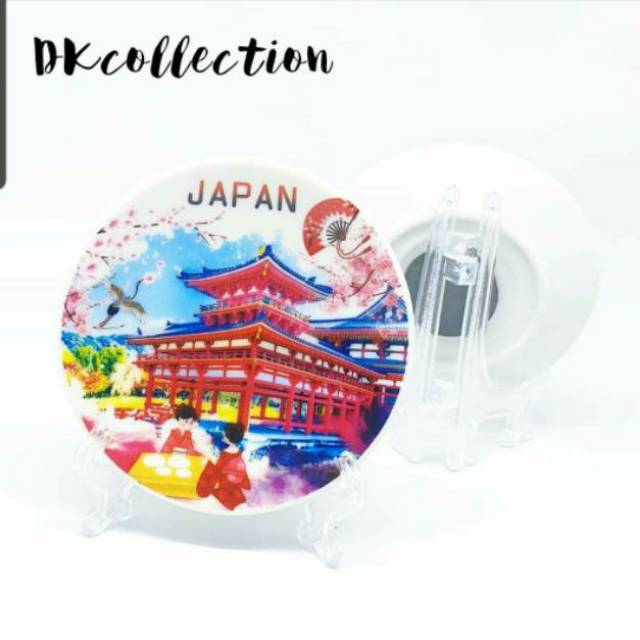 piring pajangan jepang souvenir jepang magnet piring jepang tempelan kulkas jepang keramik japan piring pajangan jepang