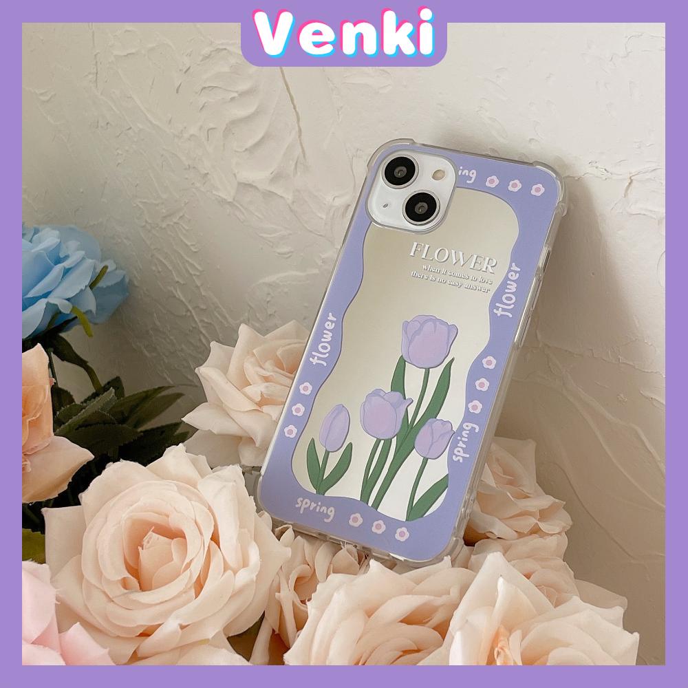 iPhone Case Acrylic HD Mirror Airbag Shockproof Protection Camera Cute Line Purple Rose Flowers Compatible For iPhone 11 iPhone 13 Pro Max iPhone 12 Pro Max iPhone 7 Plus iPhone xr