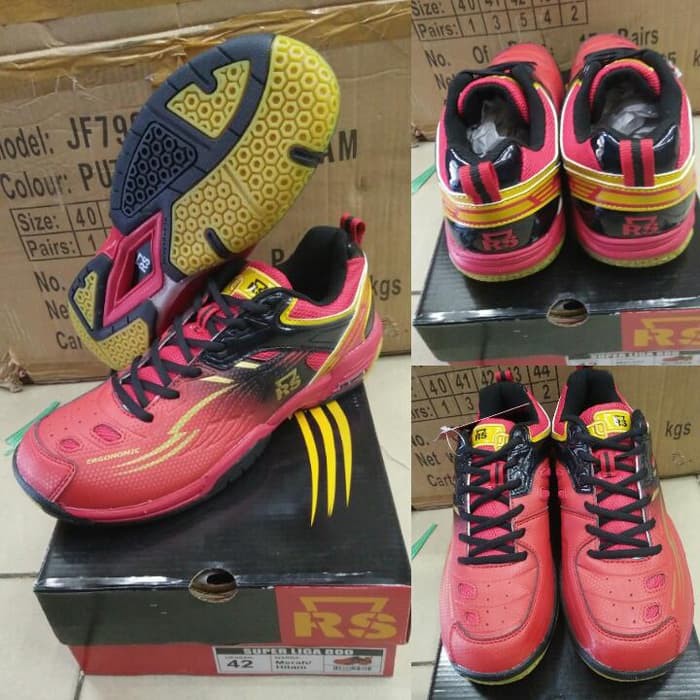 Sepatu Badminton/Bulutangkis RS SUPER LIGA 800 Merah/Hitam - Original
