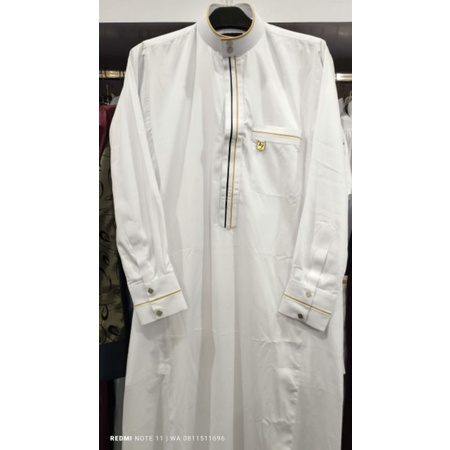 Gamis Aljar Exclusive Putih Les kuning