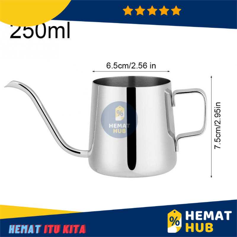 Teko Leher Angsa Ceret Kopi Stainless Steel Gooseneck Kettle V60 Pour Over Drip Maker Pot Silver