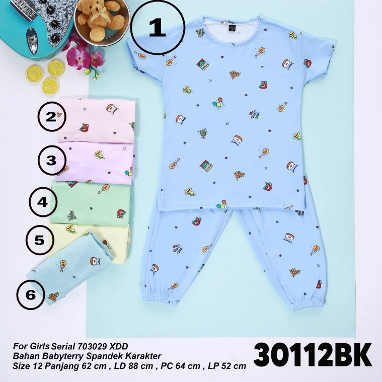 LEMONE for Girls Setelan Piyama Kaos Celana Panjang Baby Terry Spandex 12 30112BK029 anak perempuan 