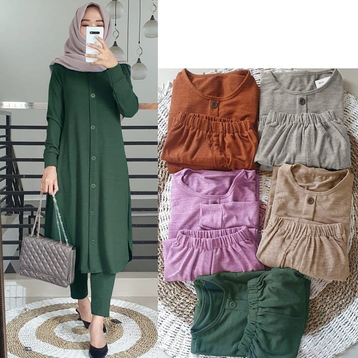 SETELAN SET ALEA SIMPLE 04 / PAKAIAN LONG TUNIK WANITA