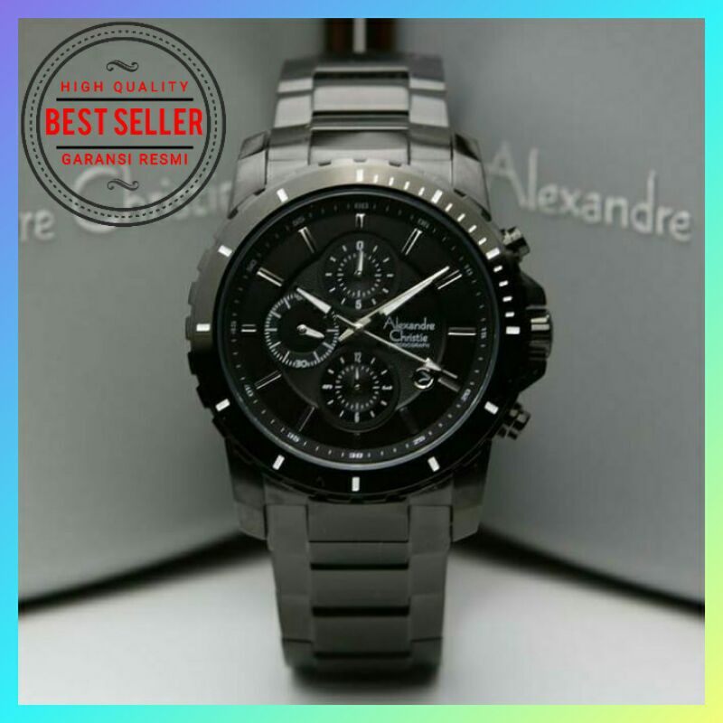 Alexandre Christie AC 6141 Hitam Jam Tangan Pria Analog Cronografh
