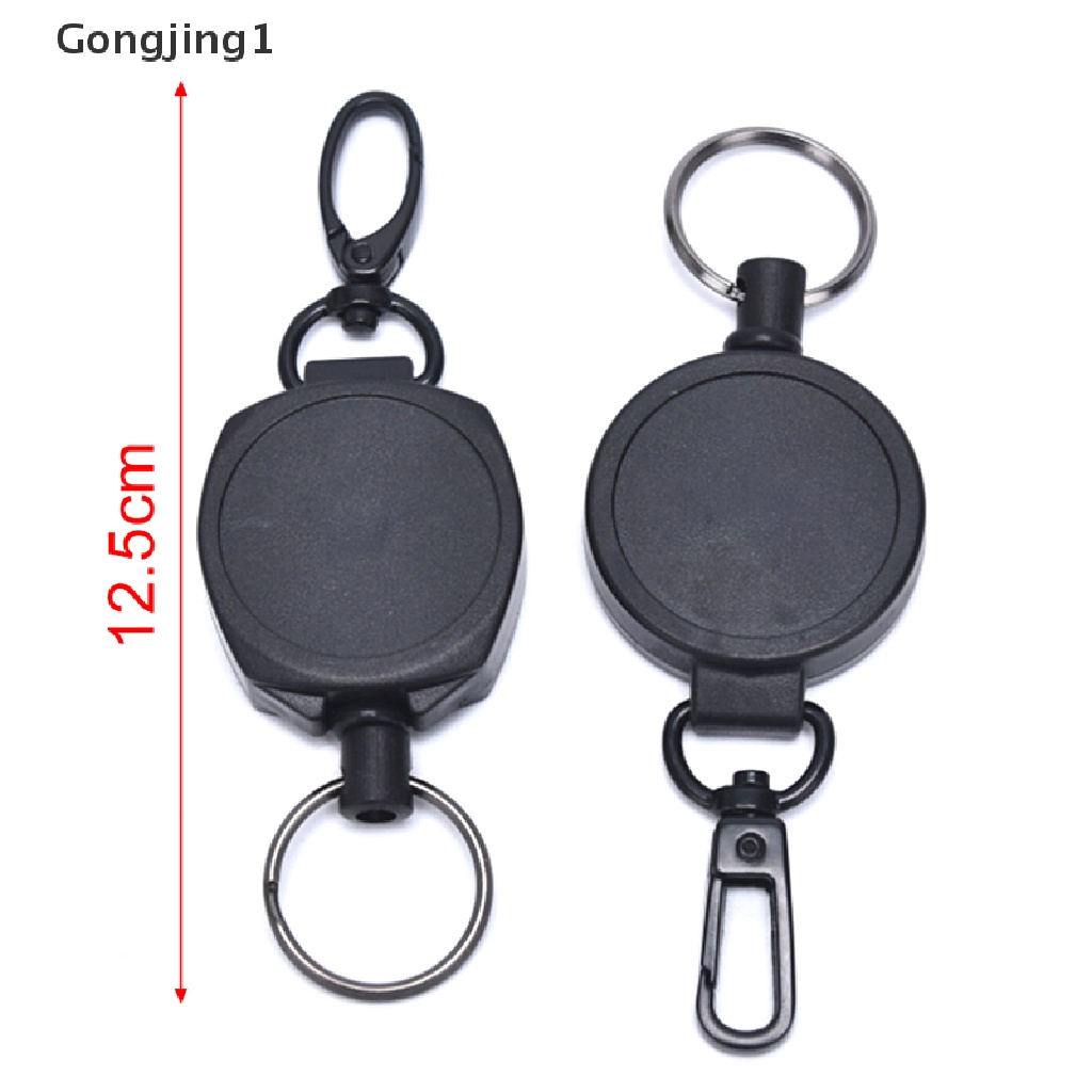 Gongjing1 Gantungan Kunci Holder Kartu ID Dengan Tali Retractable Warna Hitam