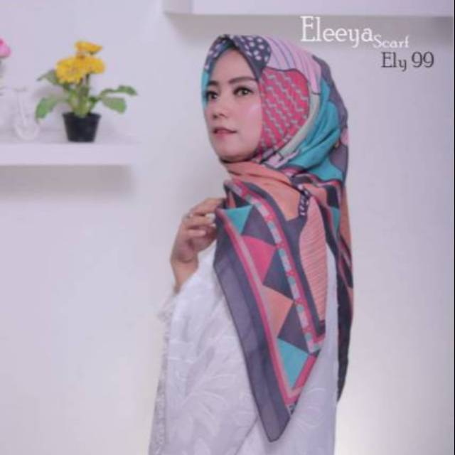 HIJAB SEGIEMPAT MOTIF II ELEEYA SCARF ELY 93 - 102