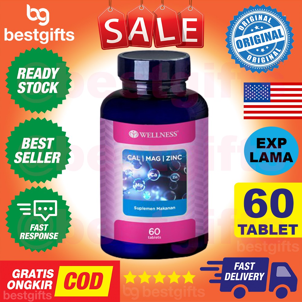 WELLNESS CAL/MAG/ZINC 60 TABLETS - CAL MAG ZINC CALCIUM MAGNESIUM KEROPOS TULANG SENDI GIGI GUSI