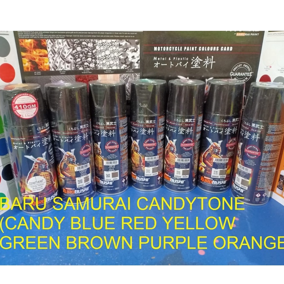 New Samurai Paint Kurobushi Pilok Pilox Warna Candytone Candy Blue Red Yellow Green Brown Purple Orange (400ml)