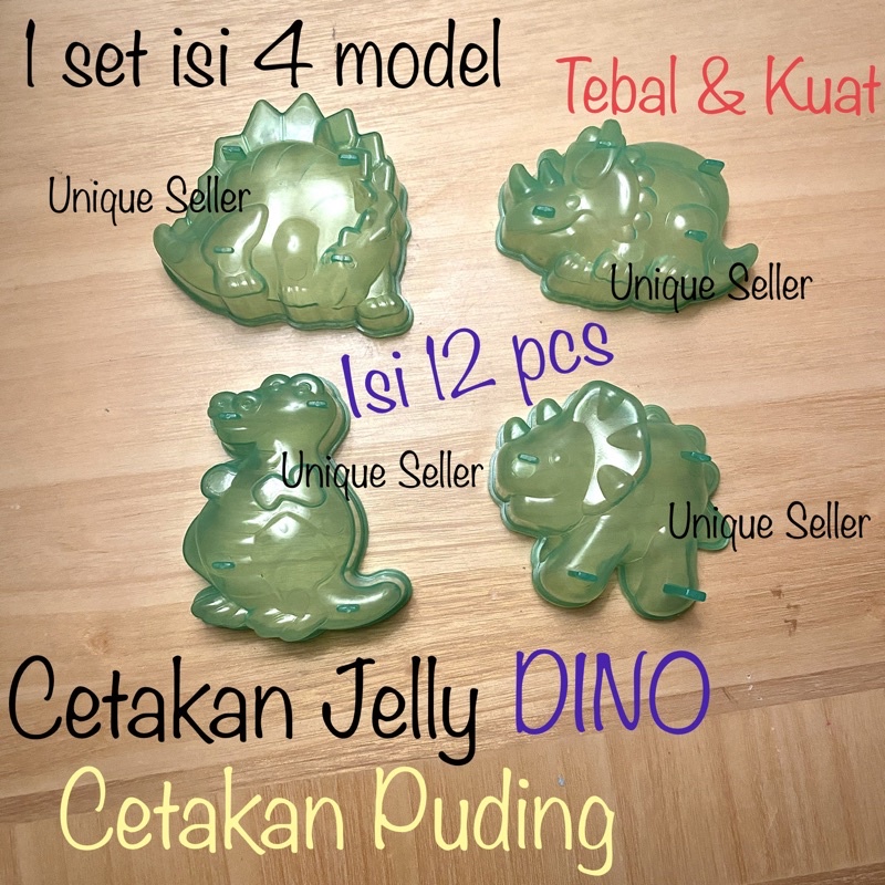 Cetakan Jelly Puding Dino Dinosaurus isi 12 / Cetakan Pudding Jely Jeli Agar Ager Dinosaurus Plastik / Cetakan Jeli Jelly Jely Puding Pudding Plastik Dinosaurus