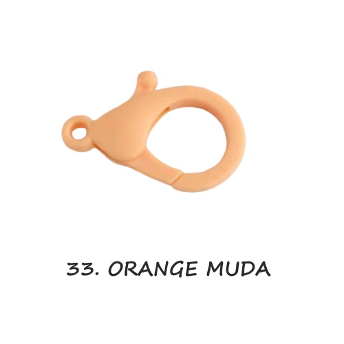 Kaitan Kokot Udang Plastik Claps Plastik Uk 35mm Warna/i Doff Harga/Pc-33. ORANGE MUDA
