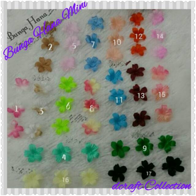 Bunga hana mini isi 100/warna