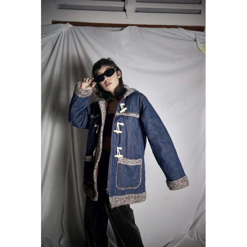 fur with denim jacket