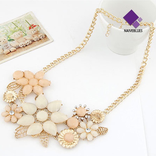 Kalung Choker Rantai Desain Bunga Bahan Resin Untuk Wanita