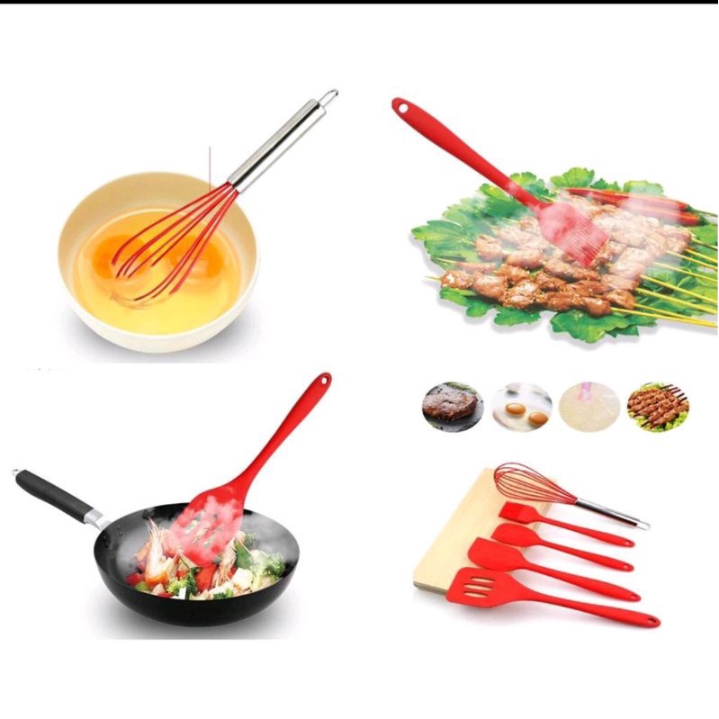 baking props 5 pc kocokan telor spatula kuas kue