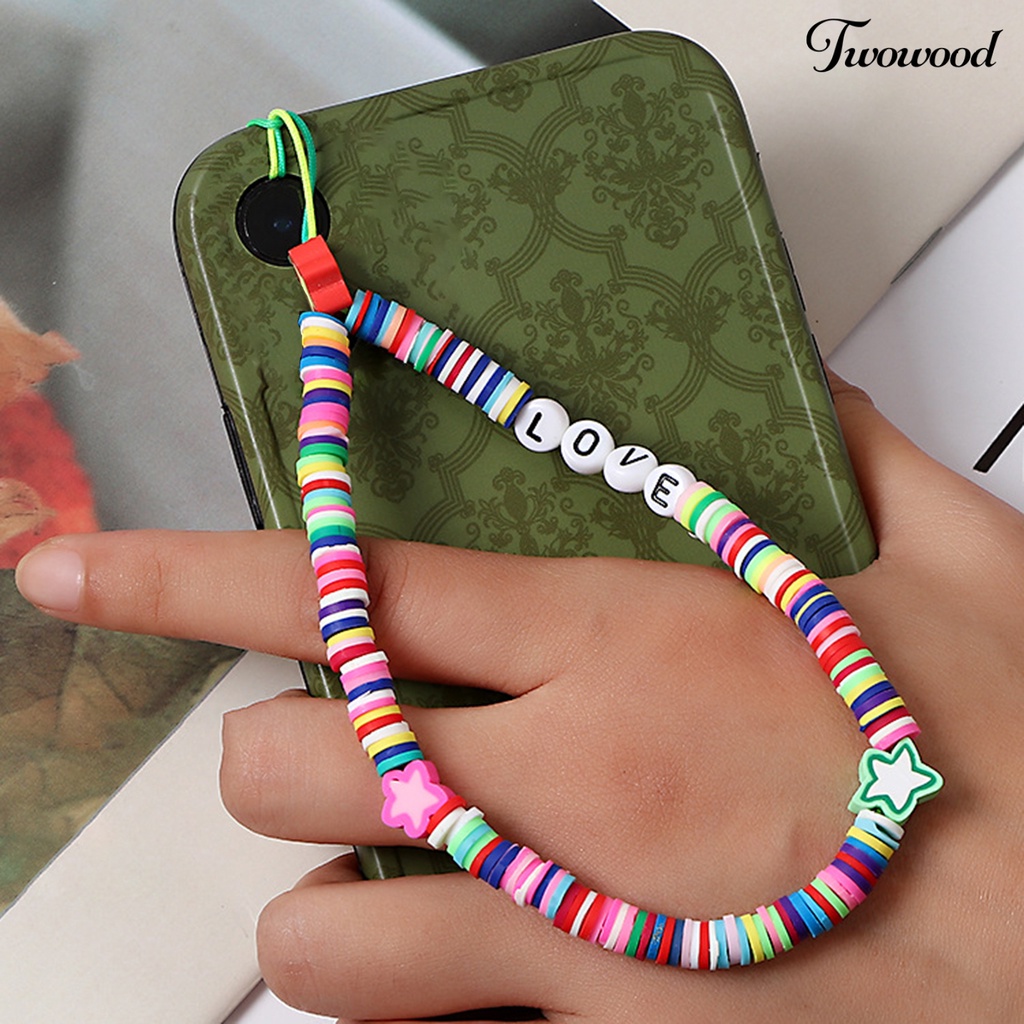 Twowood Strap Pergelangan Tangan Motif Buah Bahan Polymer Clay Untuk Aksesoris Handphone