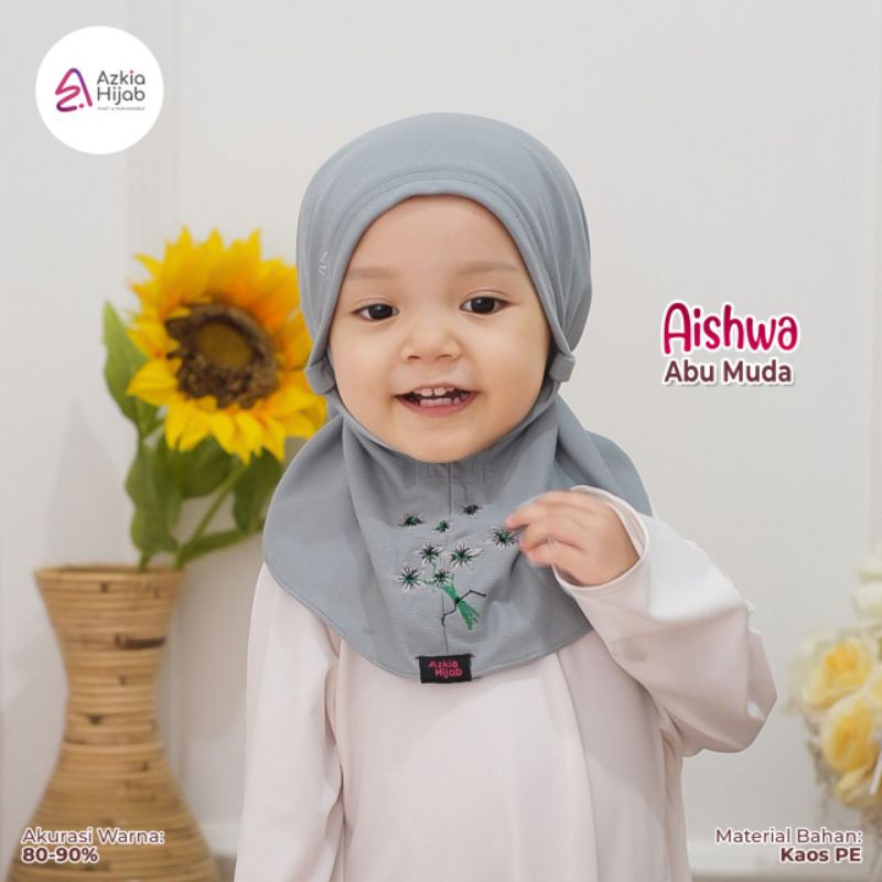 Aishwa || size SS (size 1) jilbab anak / bayi || usia 0 bulan - 6 bulan new azkia hijab-Abu muda