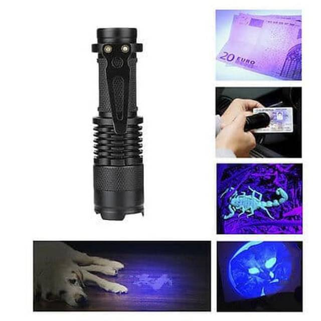 Senter Sinar Ultraviolet UV Alat Mendeteksi Cek Uang Asli Palsu / Senter LED cree Q5 395 Ultraviolet