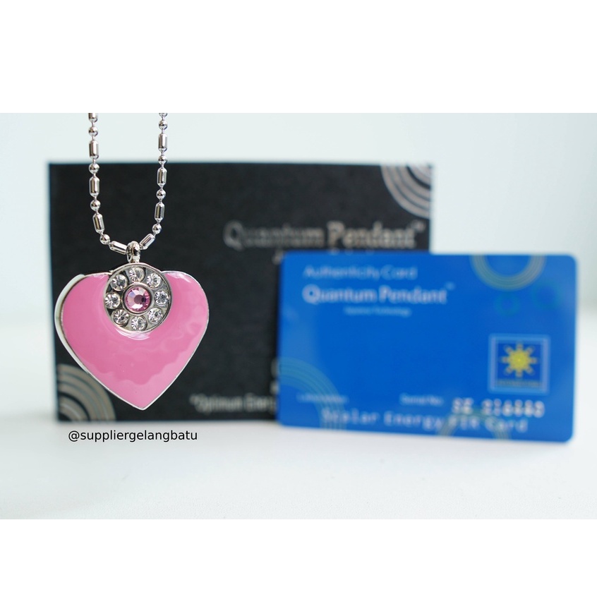 Kalung quantum pendant LOVE permata giok PINK japanese technology