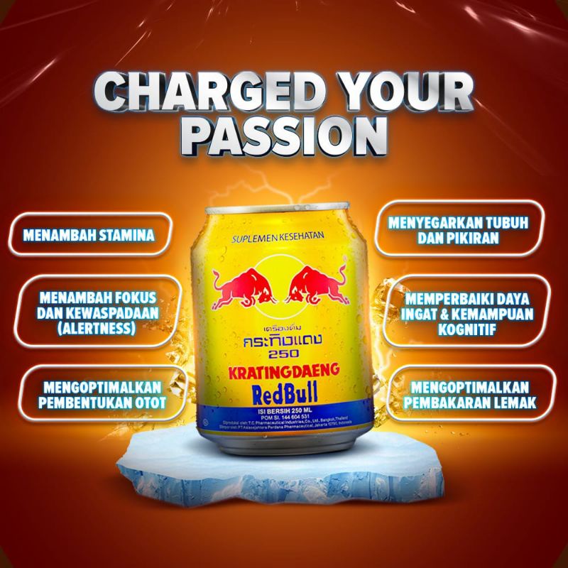 Kratindaeng Red Bull Kemasan 250ml (1 Pack isi 6 pcs)