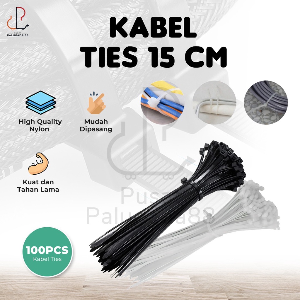 Kabel Tis 15 cm 100 mm Cable Ties Tie Nylon Nilon Kecil Putih 100 pcs 2.5 mm 2,5 mm Tali Alat Pengikat Pendek 150mm isi 100