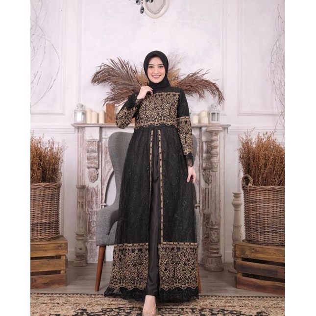 Gamis Maduri Tulle Bordir Krancang Full Original Butik