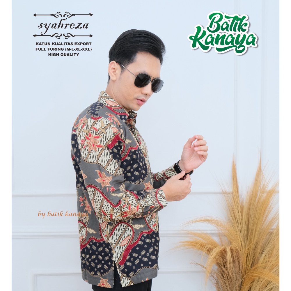 Kanaya - Kemeja Batik Pria Lengan Panjang Full Furing Bahan Katun Kualitas Expor SYAHREZA