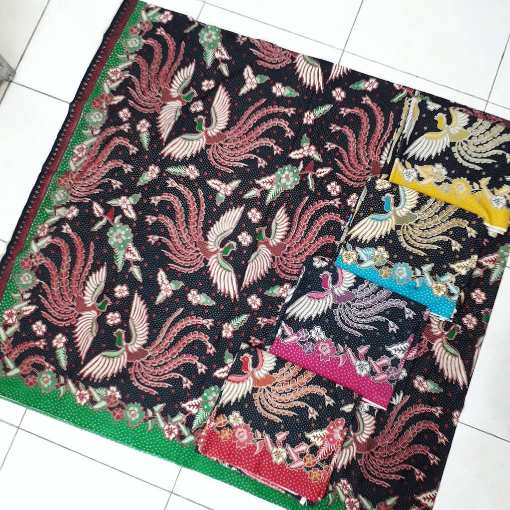 Kain Batik  SOLO motif burung merak  tarung warna  hijau 