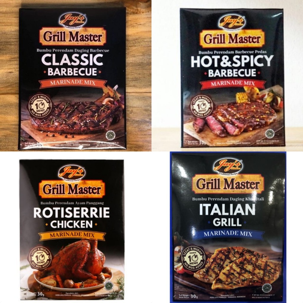 

Jay's Grill Master Classic BBQ / Italian Grill / Hot & Spicy BBQ / Rotisserie Chicken Marinade Mix