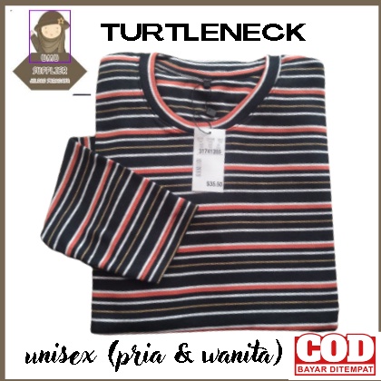 Turtleneck / Kaos Oblong Stripe / Unisex (Pria &amp; Wanita)