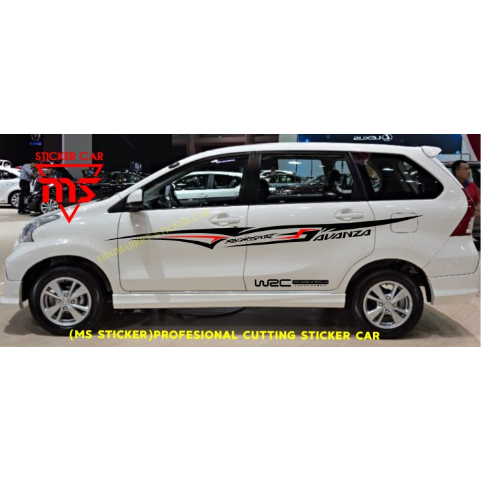 promo stiker avanza sticker mobil toyota avanza cuting striping list - hitam-merah Elegan