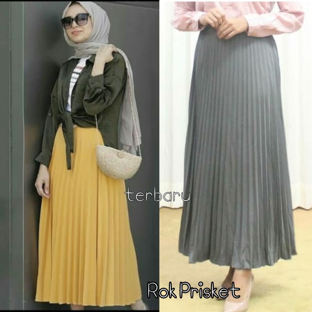 rok prisket wanita / pleated long plisket