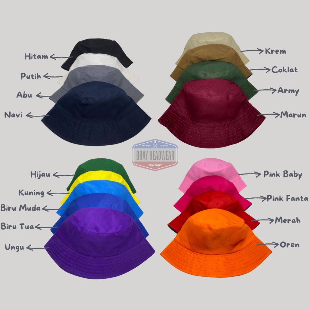 11.11 TERMURAH Topi Bucket Hat Polos Pantai Pria Wanita Bulak Balik Termurah