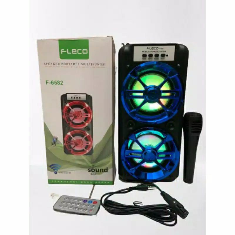Speaker Bluetooth Fleco F-6581/F-6582 Free Mic Karaoke + Remote