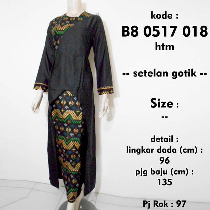 JUAL setelan batik gotik B80517018 hitam rok muslim balotelli gamis panjang FREE ONGKIR