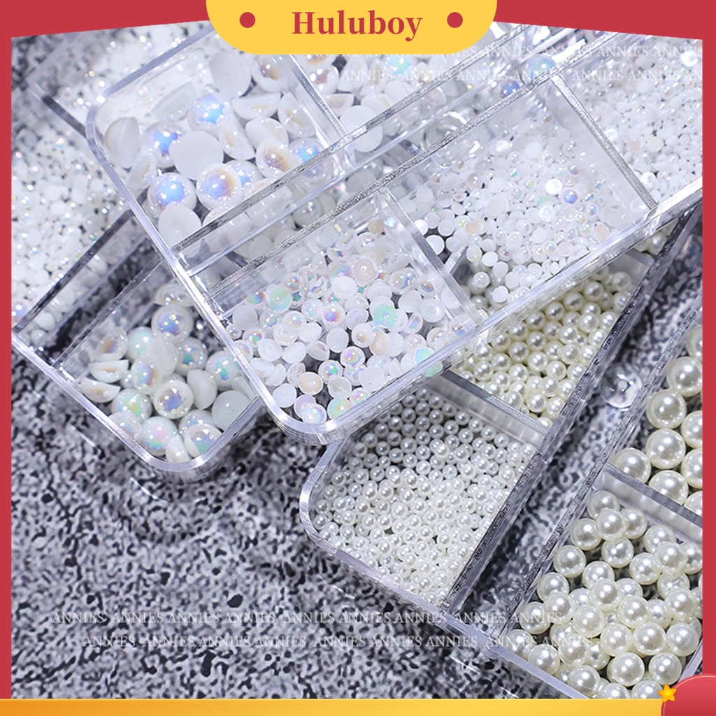 Huluboy Huluboy♡ 6 Grids / Box Berlian Imitasi Warna-Warni Gaya Jepang Untuk Dekorasi Nail Art 3D