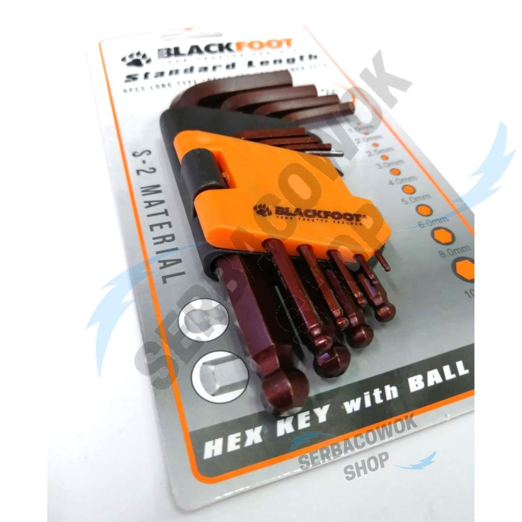 Blackfoot Kunci L Pendek Ballpoint Short 9 Pcs Hex Key Wrench Set Material S2 Termurah Berkualitas