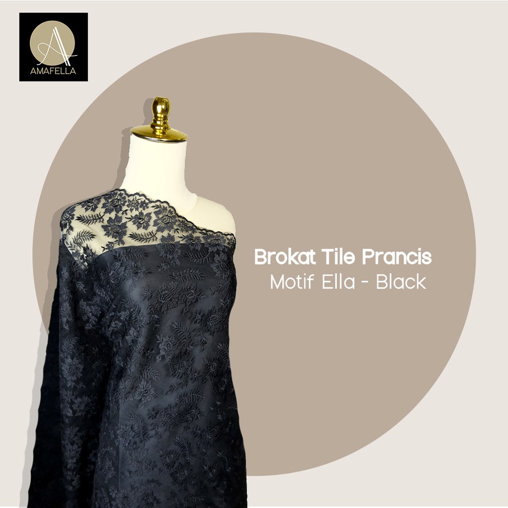 1/2 meter Kain Brokat Prancis Premium Bahan Kebaya Motif Ella