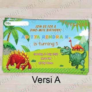 Isi 10 Kartu Undangan Ulang Tahun Birthday Invitation Dinosaurus