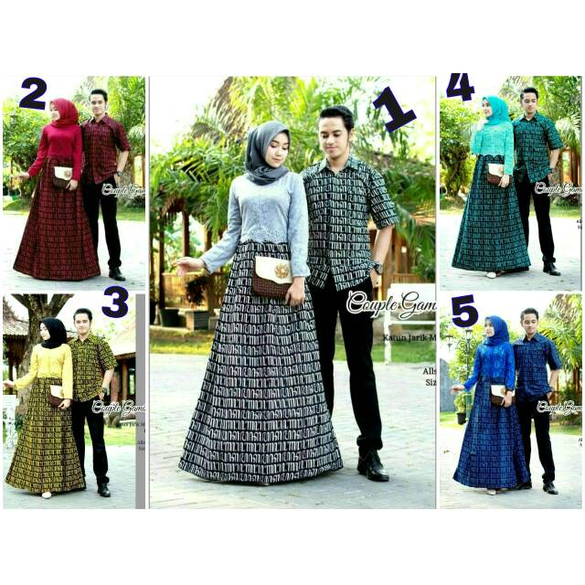 COUPLE GAMIS AKSARA BROKAT  MIX KATUN JARIK LAPIS FURING ALL SIZE KEMEJA BATIK LENGAN PENDEK.