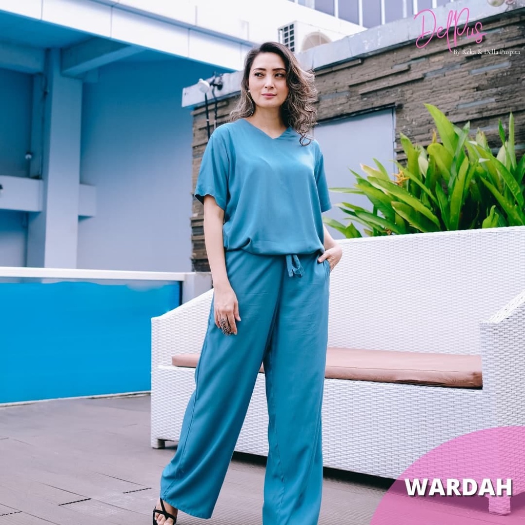 DELPUS Oneset Vcool Crop by Della Puspita Setelan Setcel One Set Pakaian Baju Tidur Wanita BAHAN RAYON PREMIUM ADEM-DELPUS WARDAH