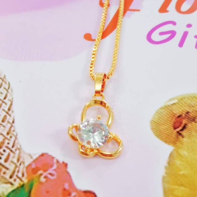 Kalung set liontin perhiasan wanita titanium