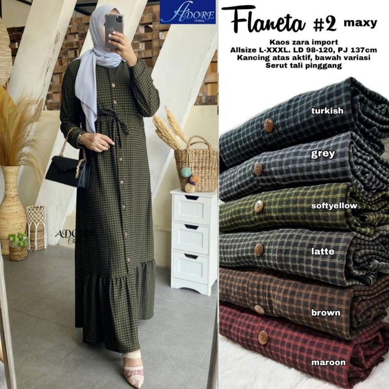 Gamis jumbo Flaneta#2 maxy bahan kaos zara import LD 98-120